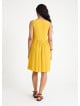 V Neck Button Detail Sleeveless Yellow Casual Dress 4578
